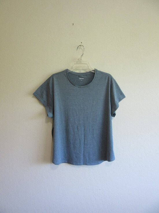 Quince Tops - QUINCE Blue Stretchy XL Pullover Short Sleeve Basic Top
